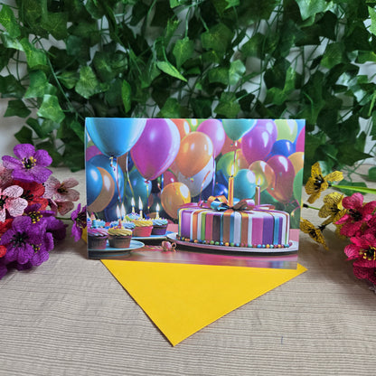 Birthday Cake and Balloons Card