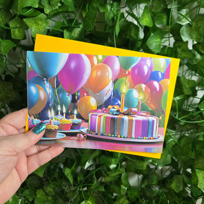 Birthday Cake and Balloons Card