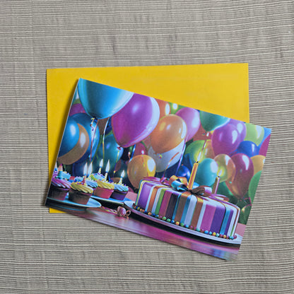 Birthday Cake and Balloons Card