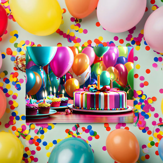 Birthday Cake and Balloons Card