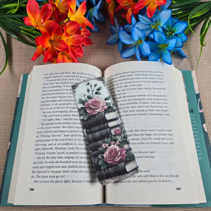 Beautiful Flowers and Books Bookmark