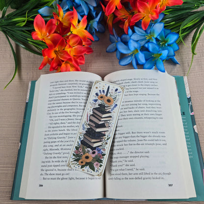 Beautiful Flowers and Books Bookmark