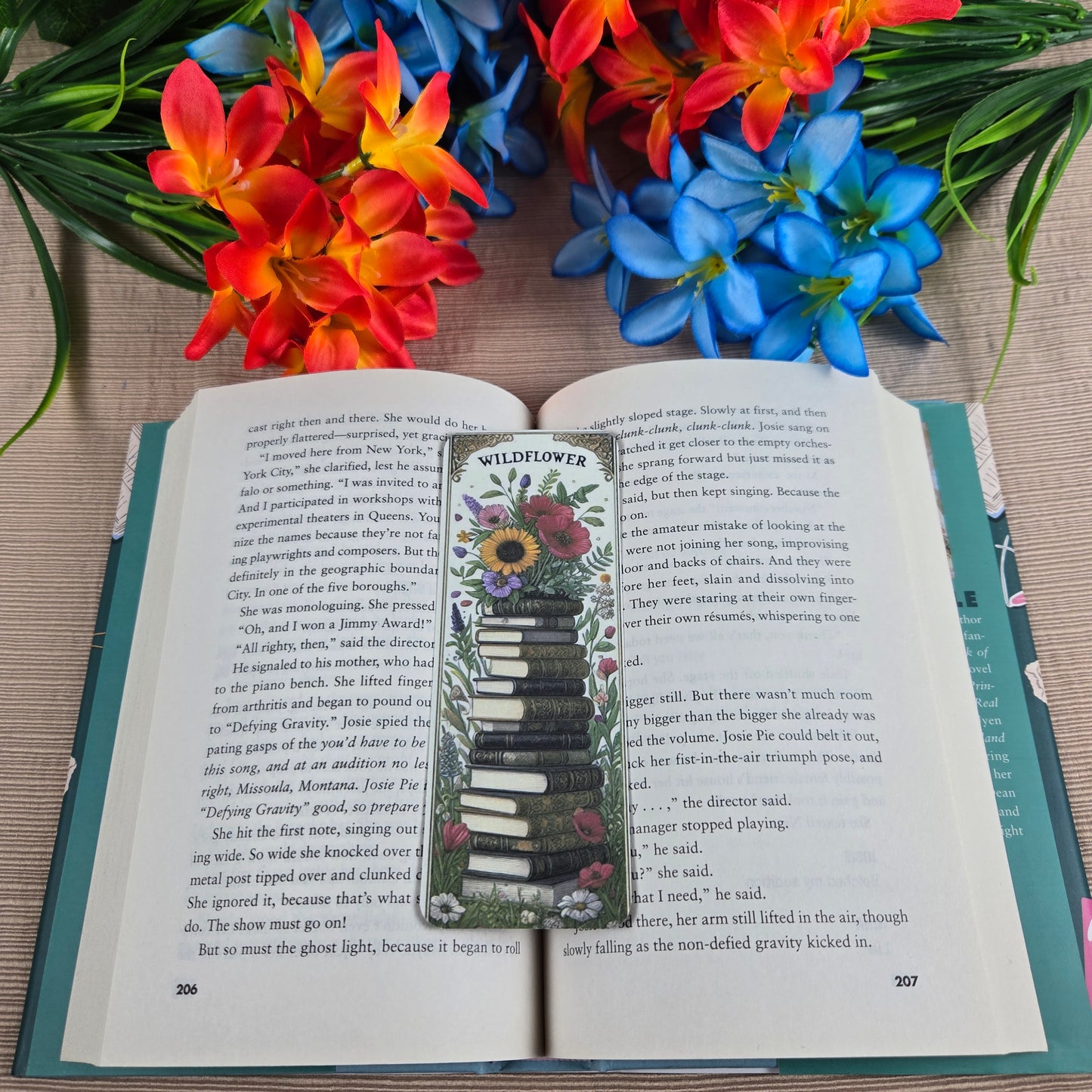 Beautiful Flowers and Books Bookmark