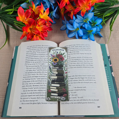 Beautiful Flowers and Books Bookmark
