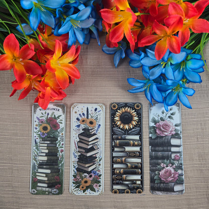 Beautiful Flowers and Books Bookmark