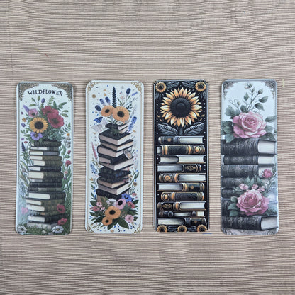Beautiful Flowers and Books Bookmark