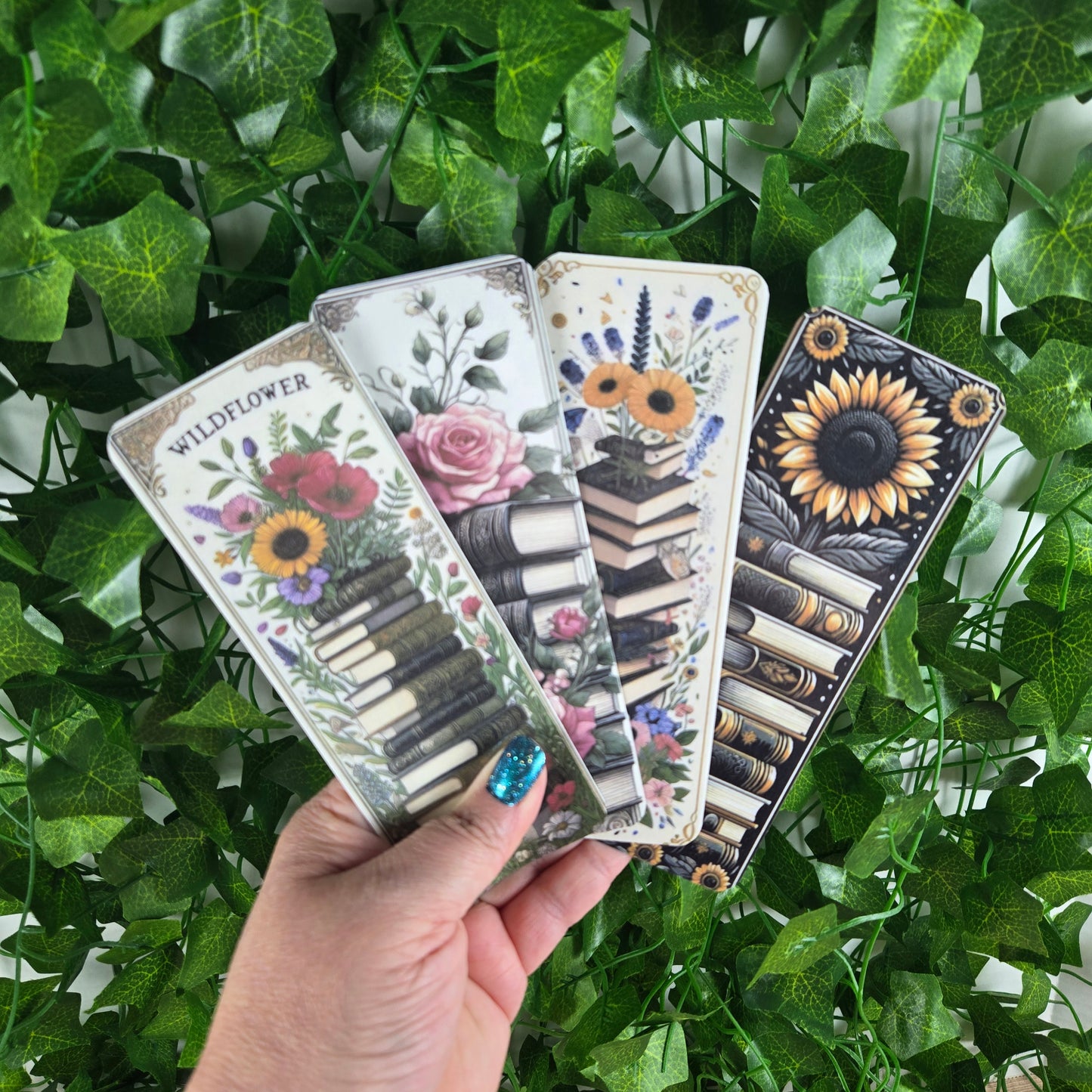 Beautiful Flowers and Books Bookmark