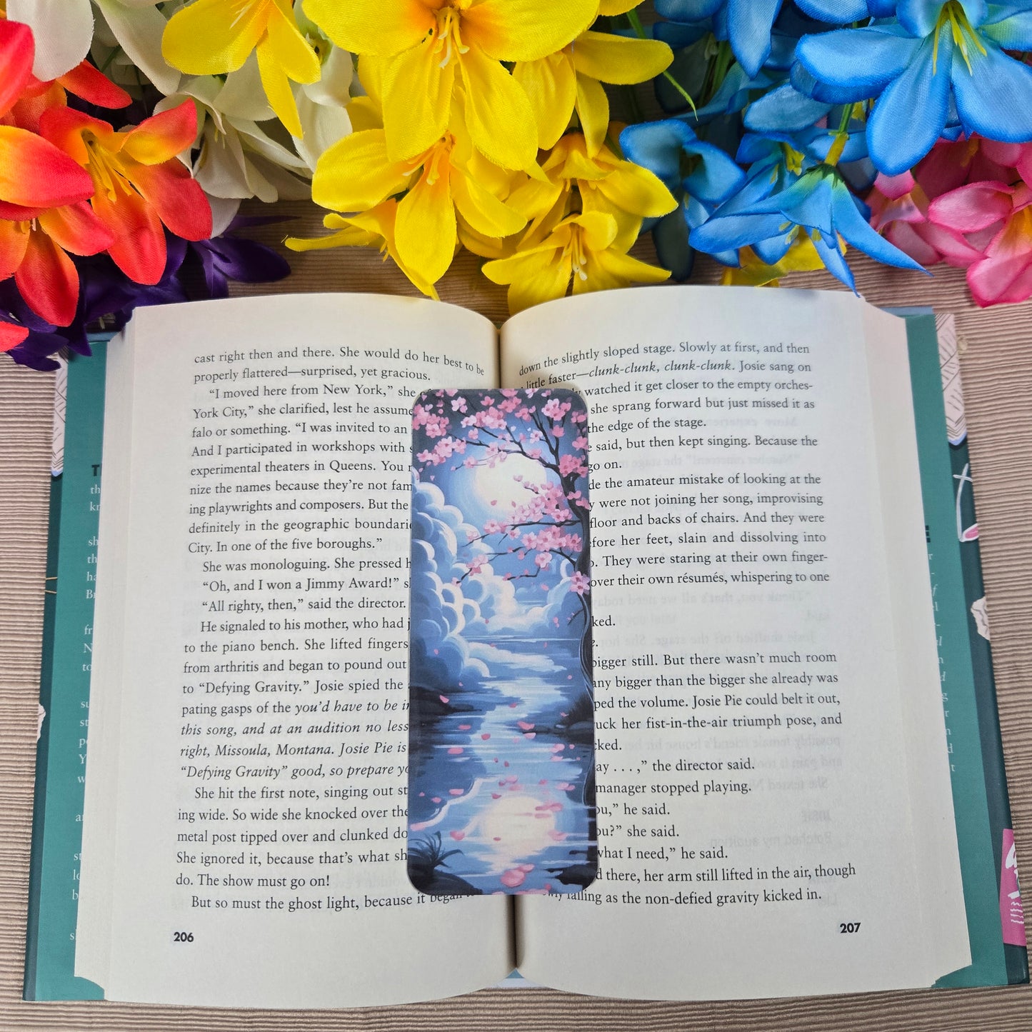 Moonlight Cherry Blossom Bookmark