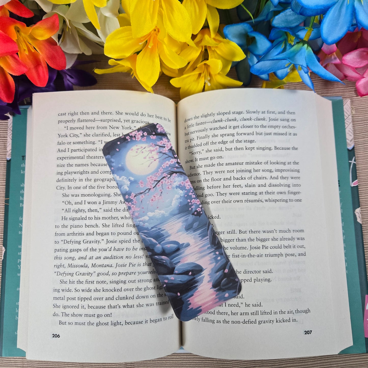 Moonlight Cherry Blossom Bookmark