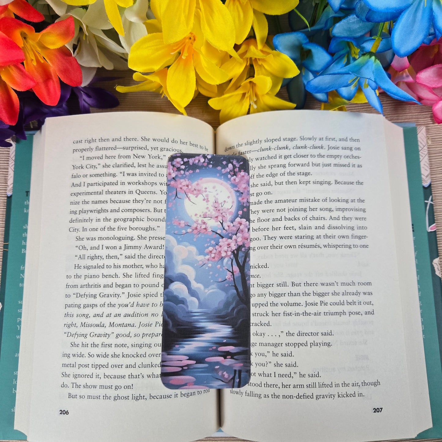 Moonlight Cherry Blossom Bookmark