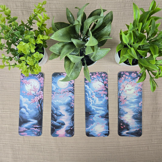 Moonlight Cherry Blossom Bookmark