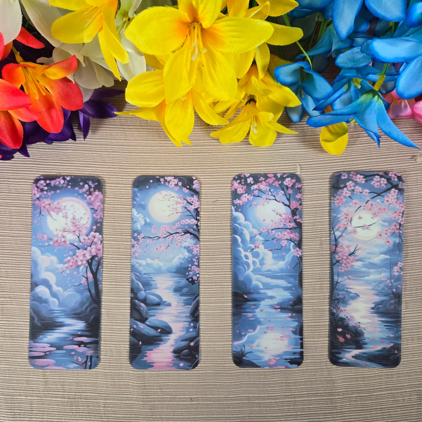 Moonlight Cherry Blossom Bookmark