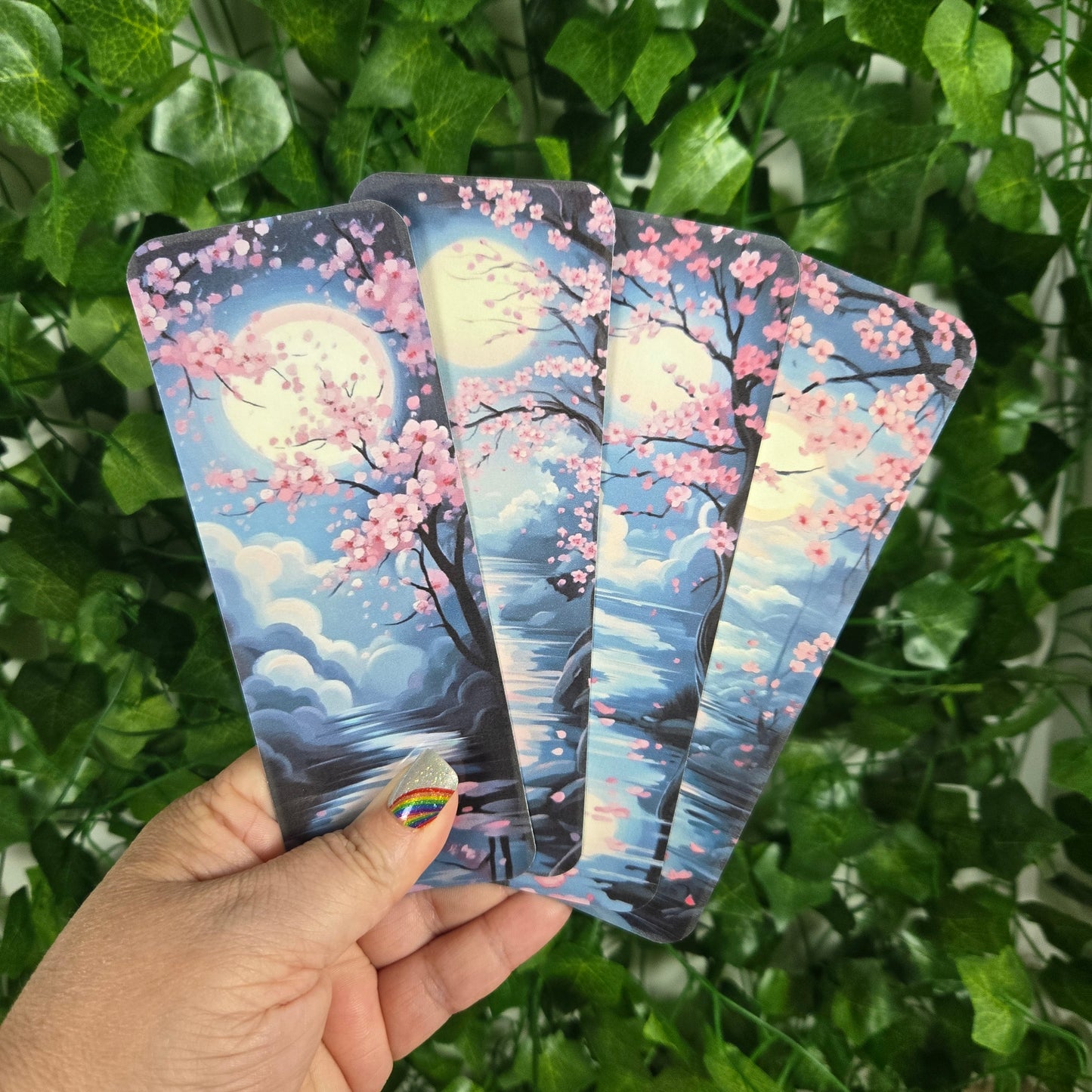 Moonlight Cherry Blossom Bookmark