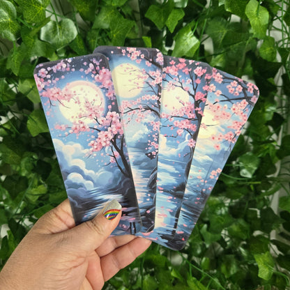 Moonlight Cherry Blossom Bookmark