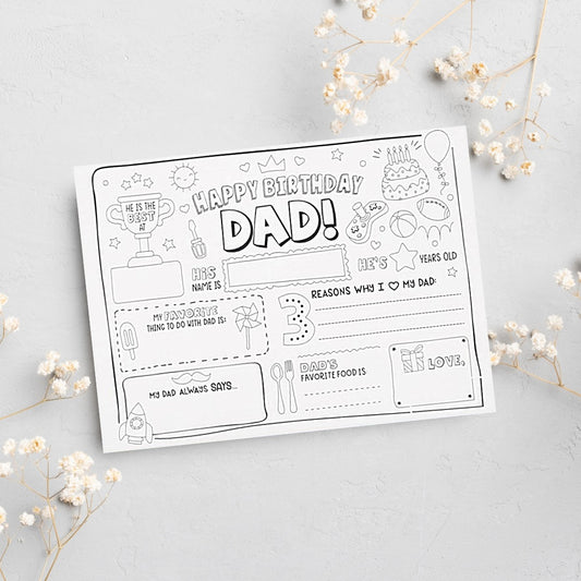 Coloring Dad Happy Birthday Card