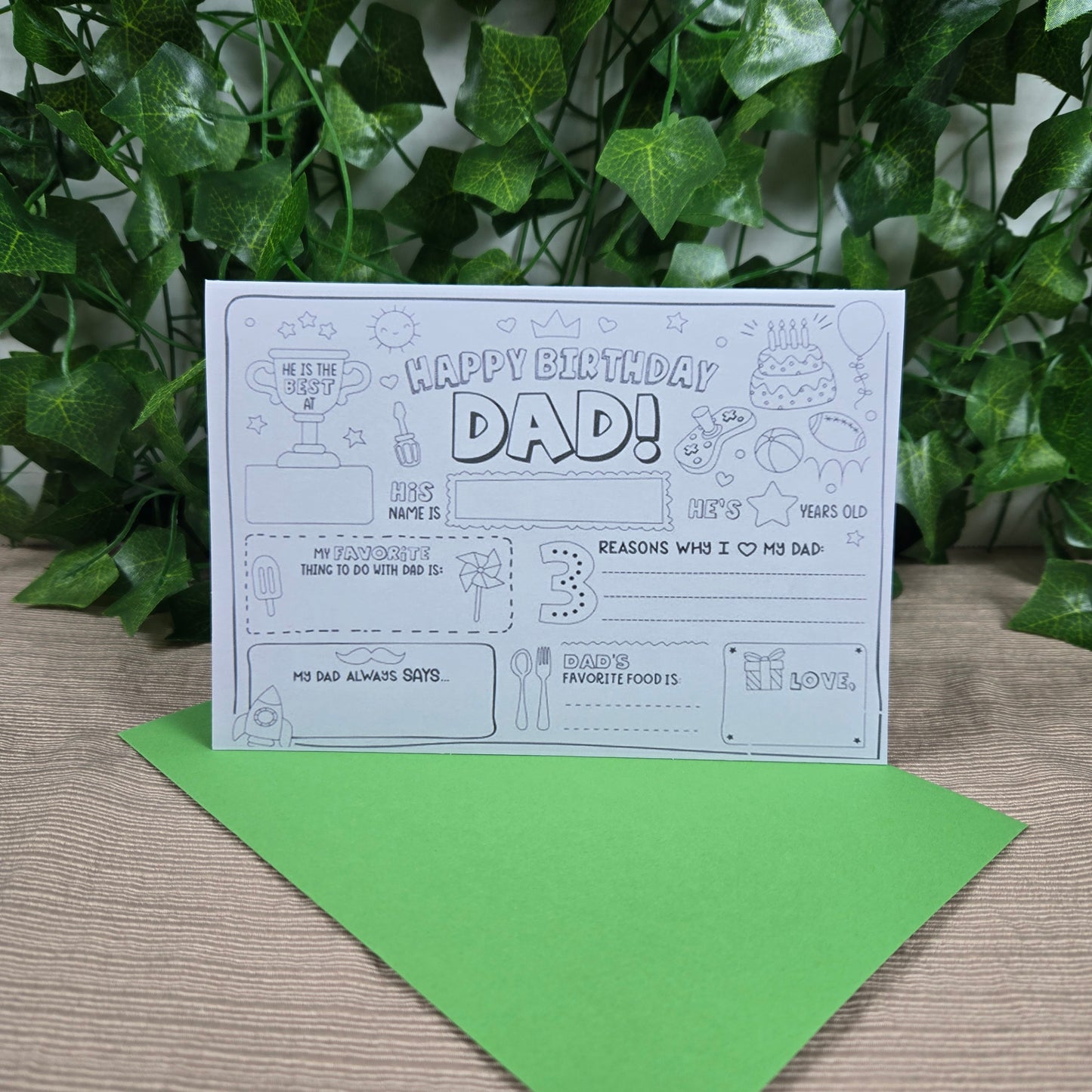 Coloring Dad Happy Birthday Card