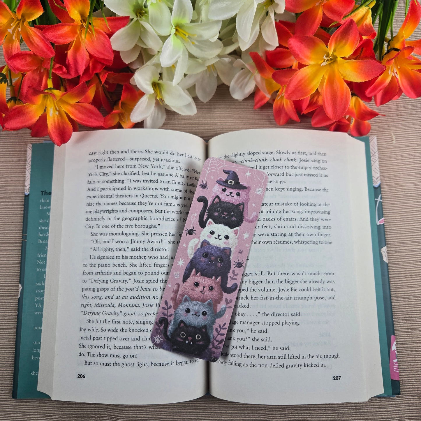 Cute Stacked Cats Halloween Bookmark
