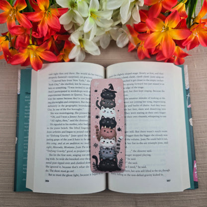 Cute Stacked Cats Halloween Bookmark