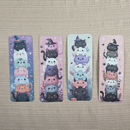Cute Stacked Cats Halloween Bookmark