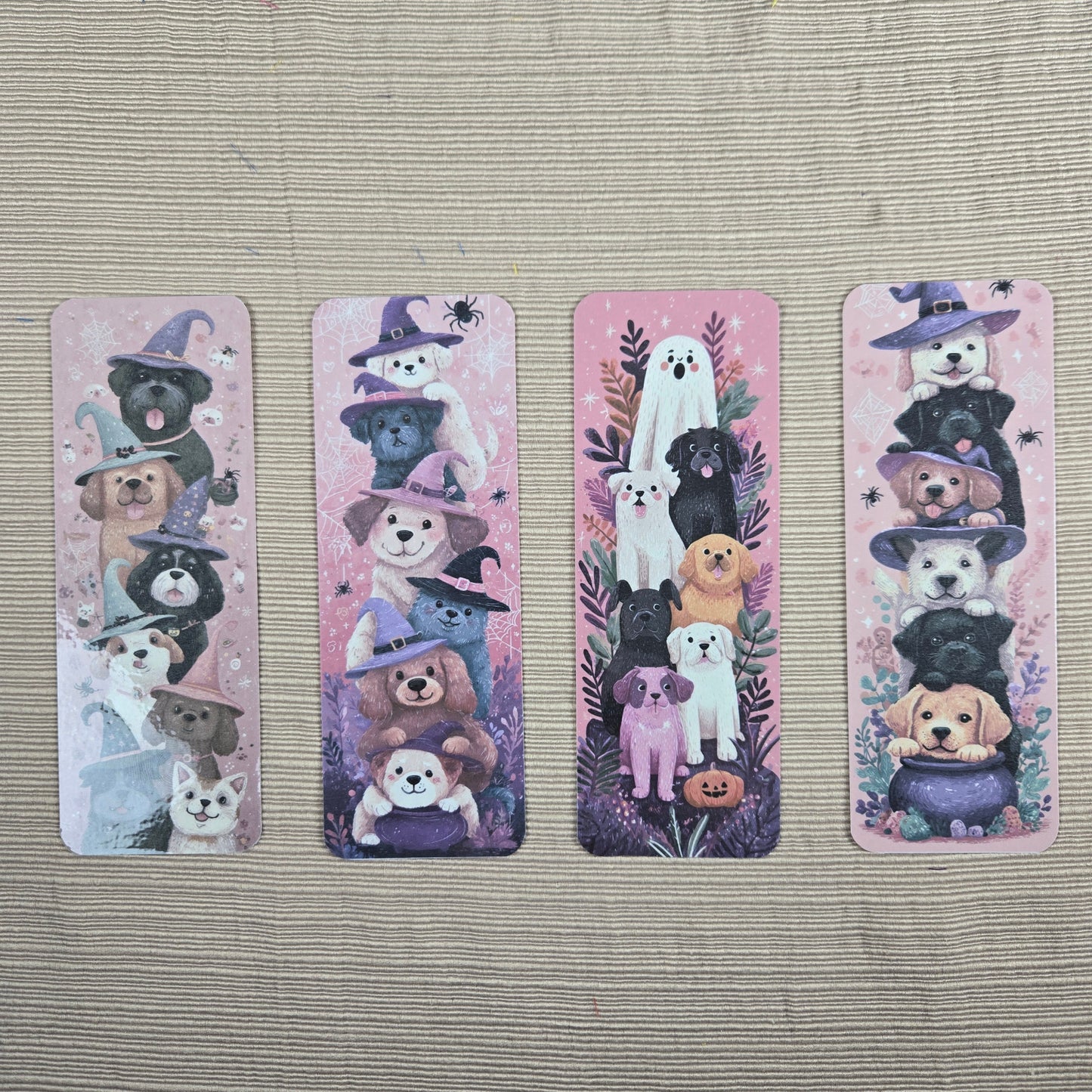 Cute Stacked Dogs Halloween Bookmark