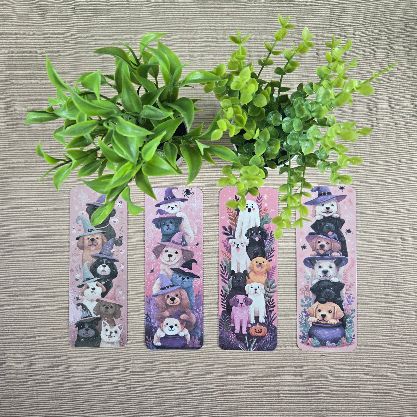 Cute Stacked Dogs Halloween Bookmark