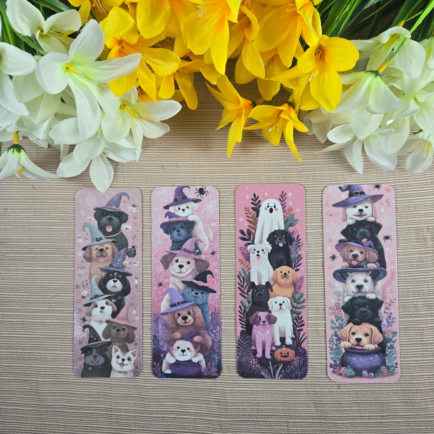 Cute Stacked Dogs Halloween Bookmark