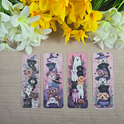 Cute Stacked Dogs Halloween Bookmark