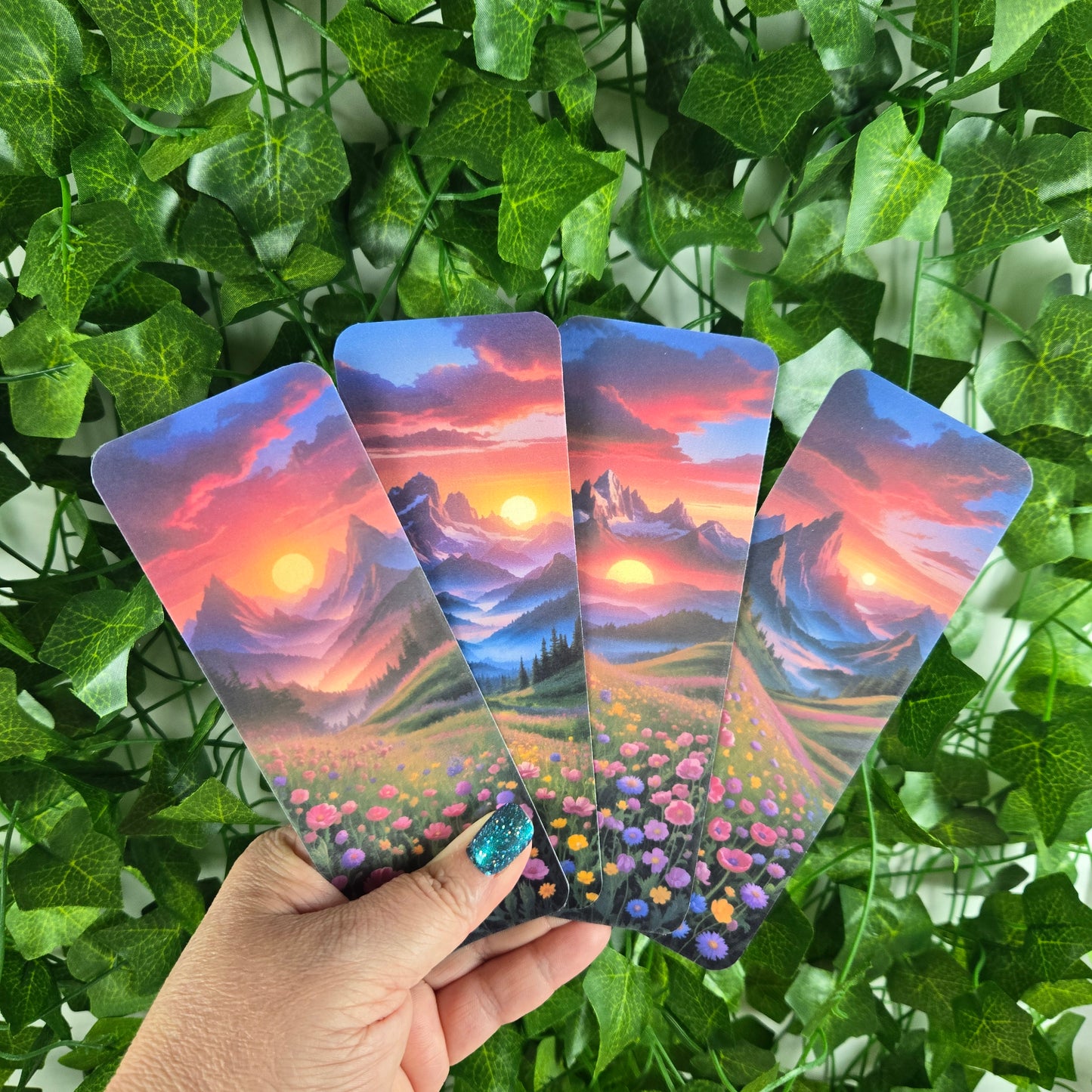 Mountain Floral Landscape Bookmark