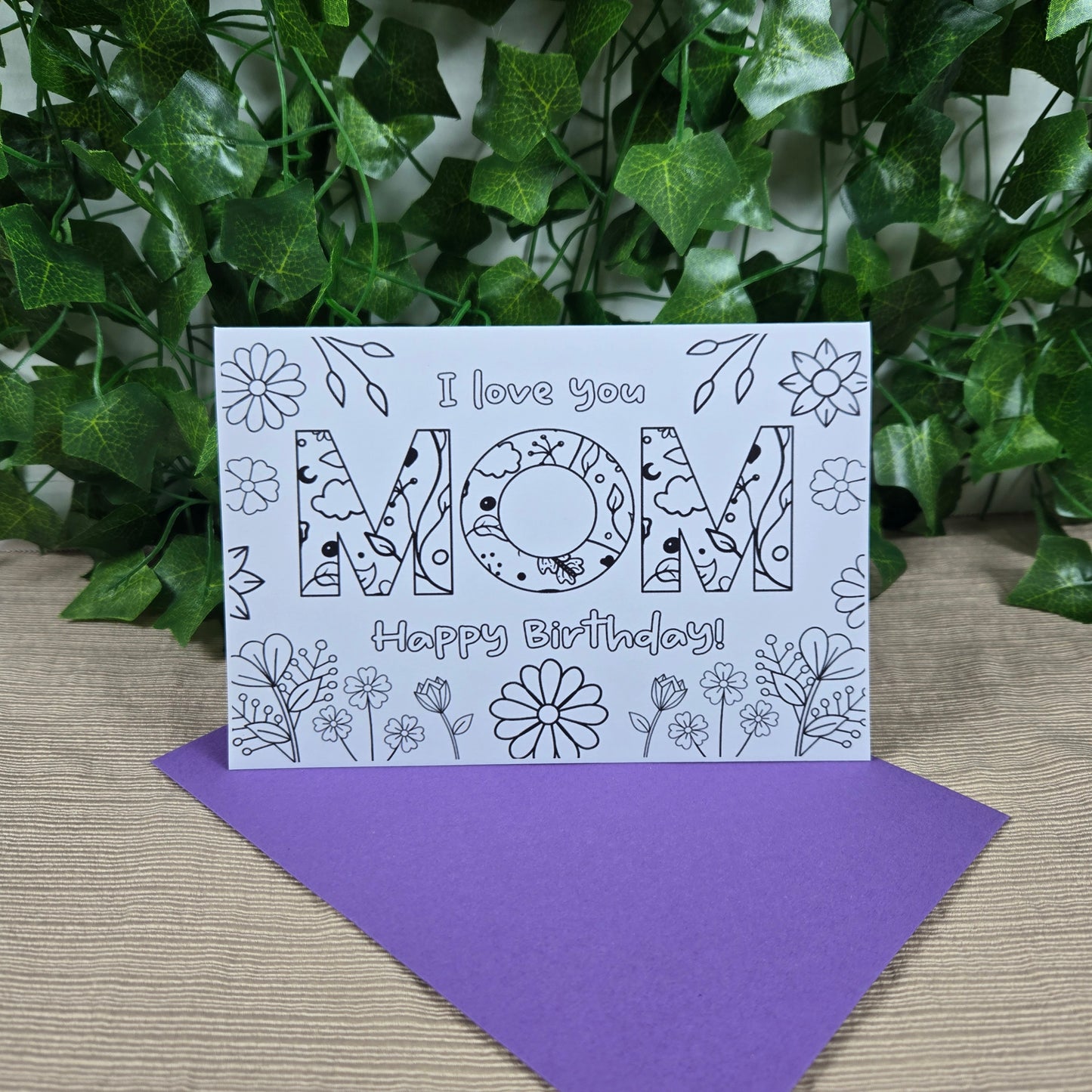 Coloring Mom Happy Birthday Card 1