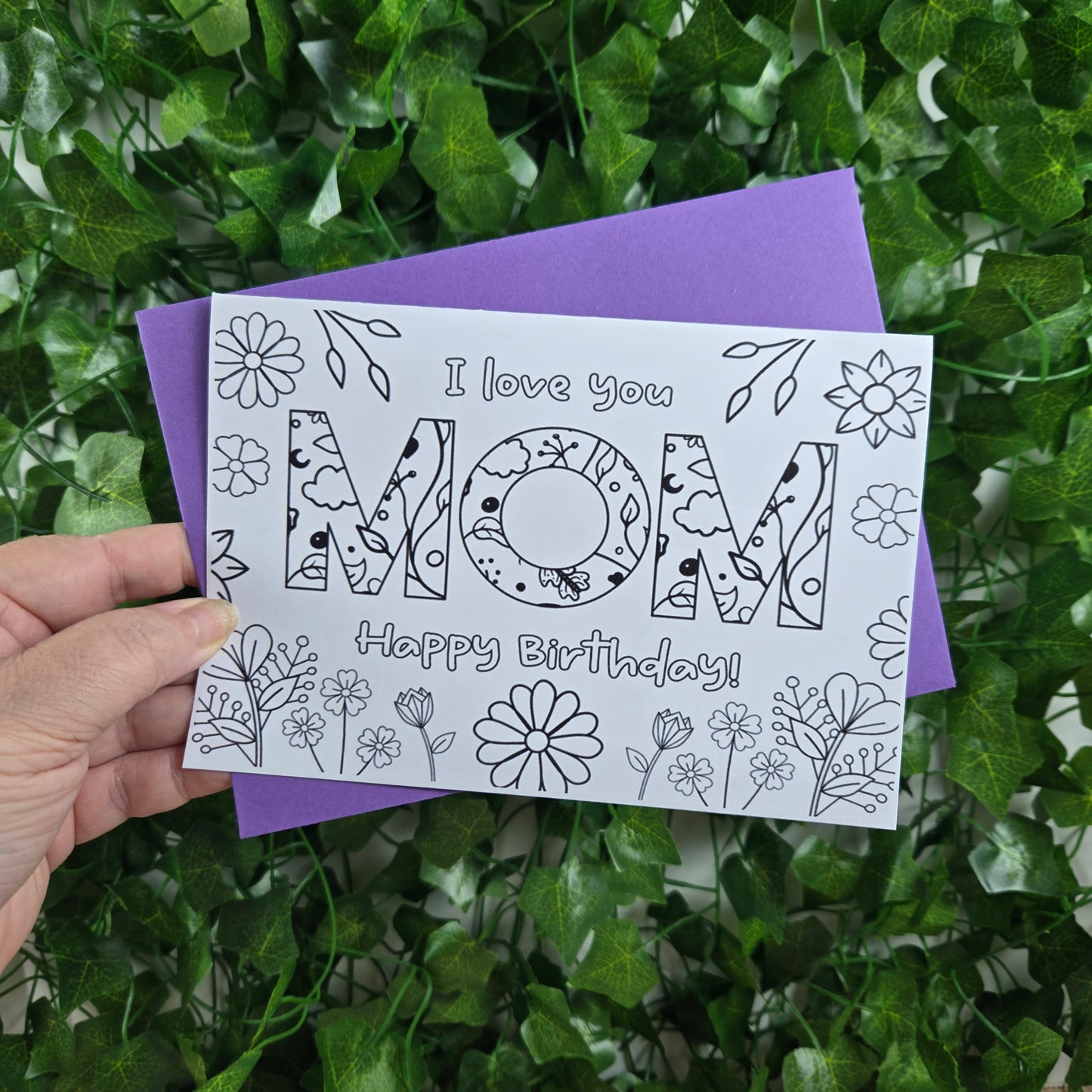 Coloring Mom Happy Birthday Card 1