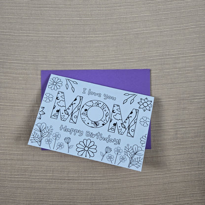 Coloring Mom Happy Birthday Card 1