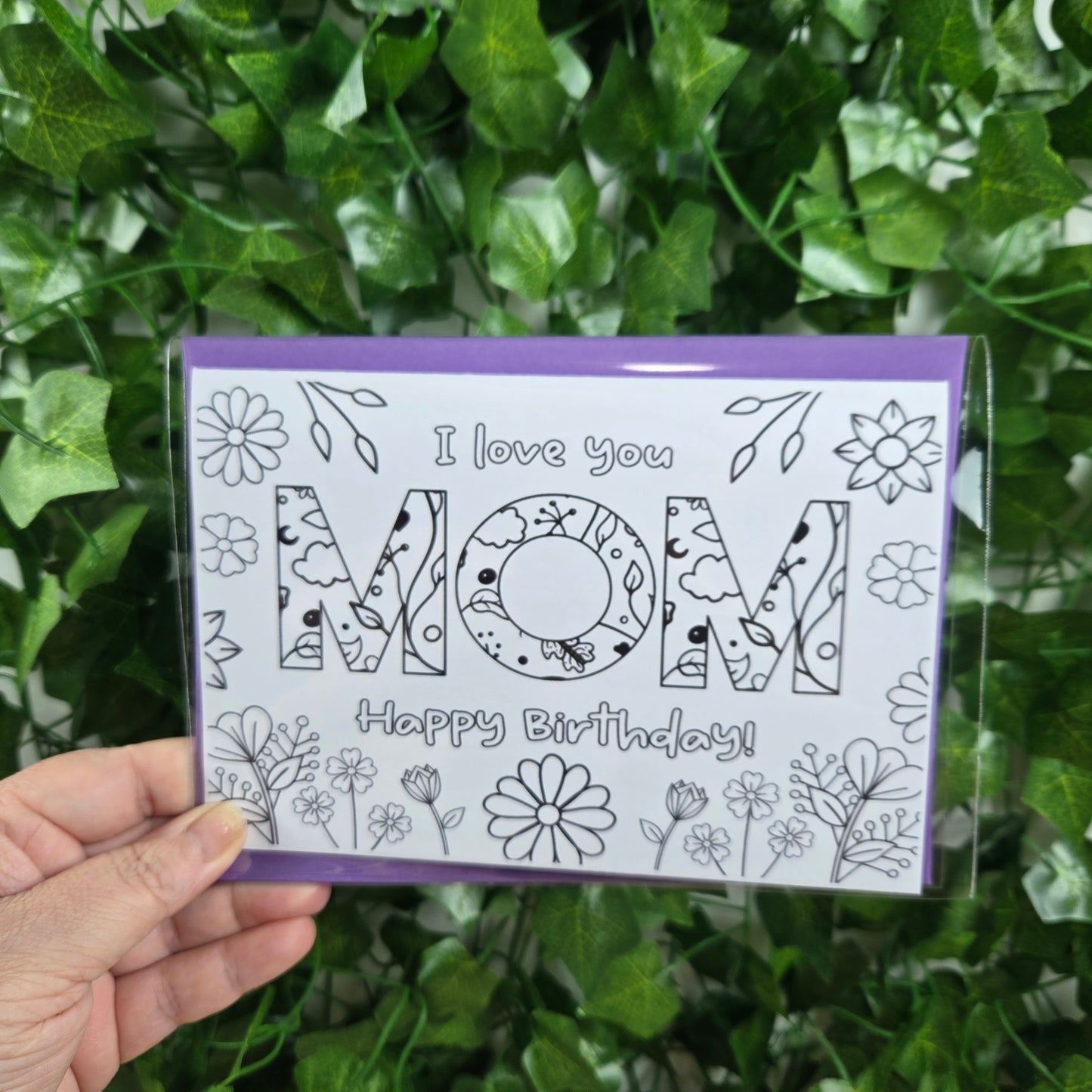 Coloring Mom Happy Birthday Card 1