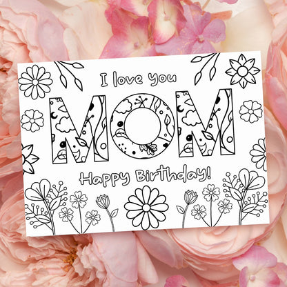 Coloring Mom Happy Birthday Card 1