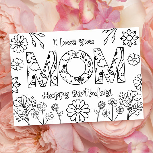 Coloring Mom Happy Birthday Card 1