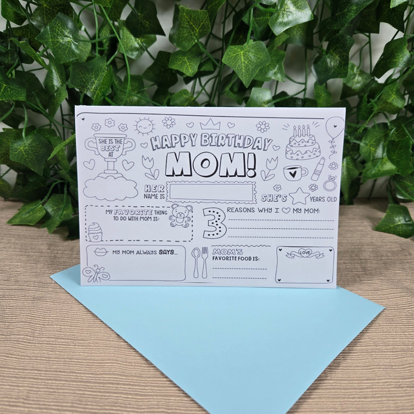Coloring Mom Happy Birthday Card 2