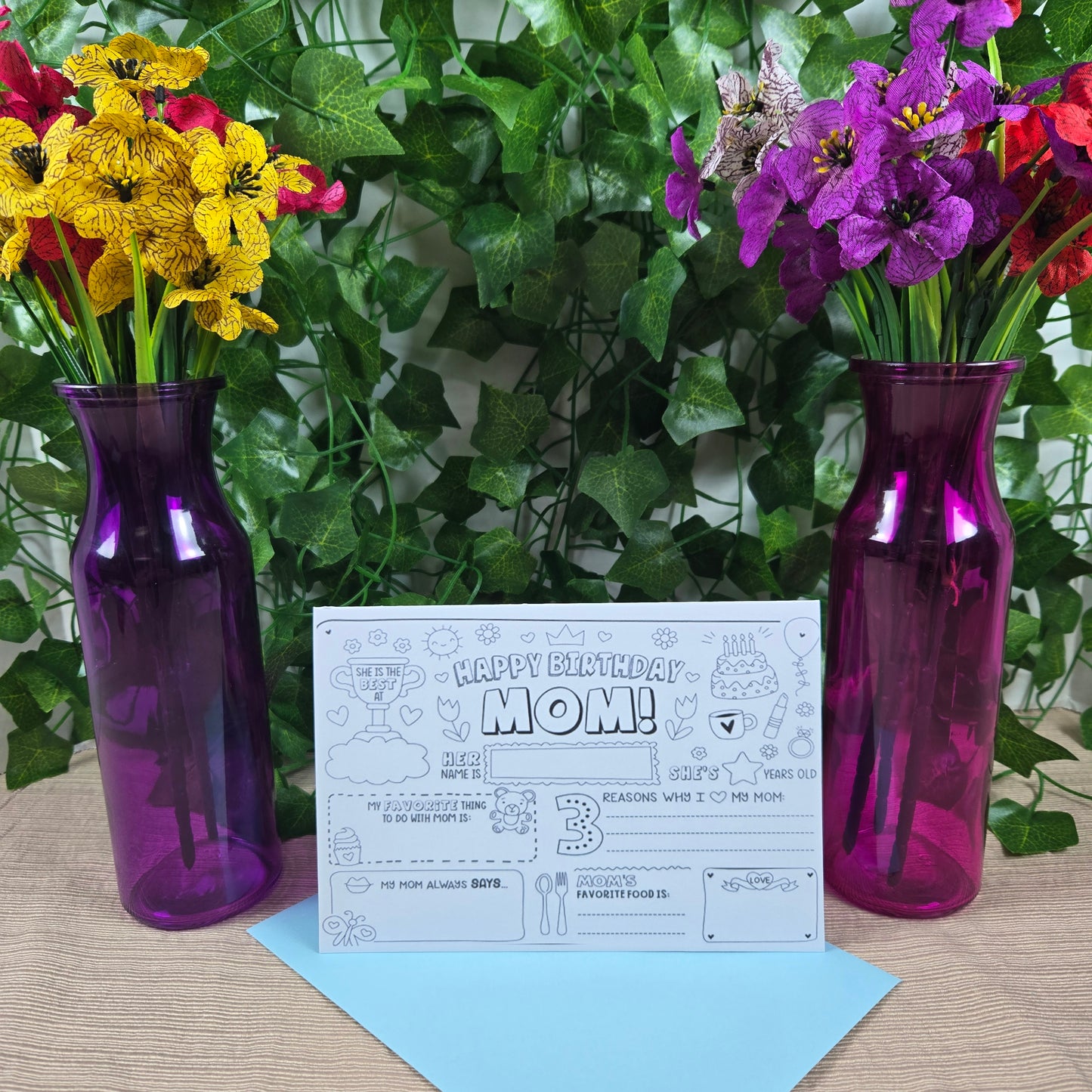 Coloring Mom Happy Birthday Card 2