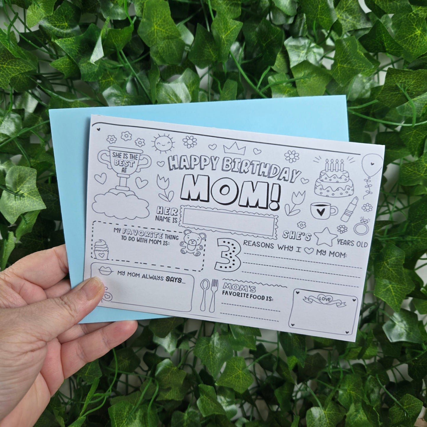 Coloring Mom Happy Birthday Card 2