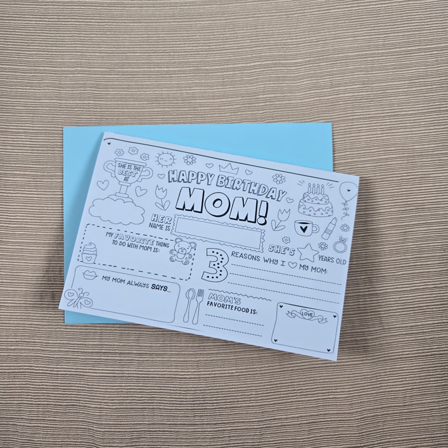 Coloring Mom Happy Birthday Card 2