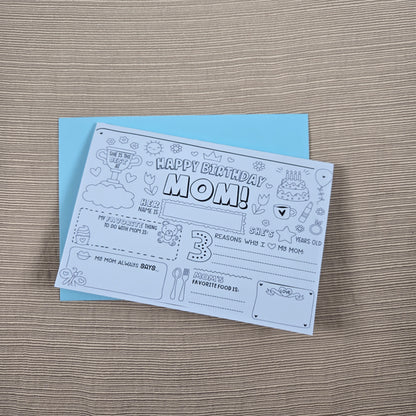 Coloring Mom Happy Birthday Card 2