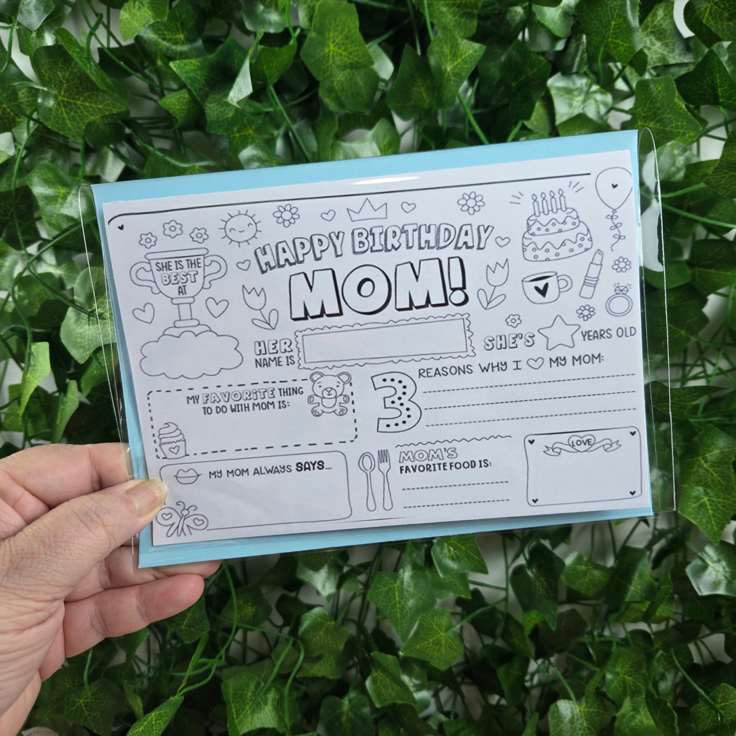Coloring Mom Happy Birthday Card 2