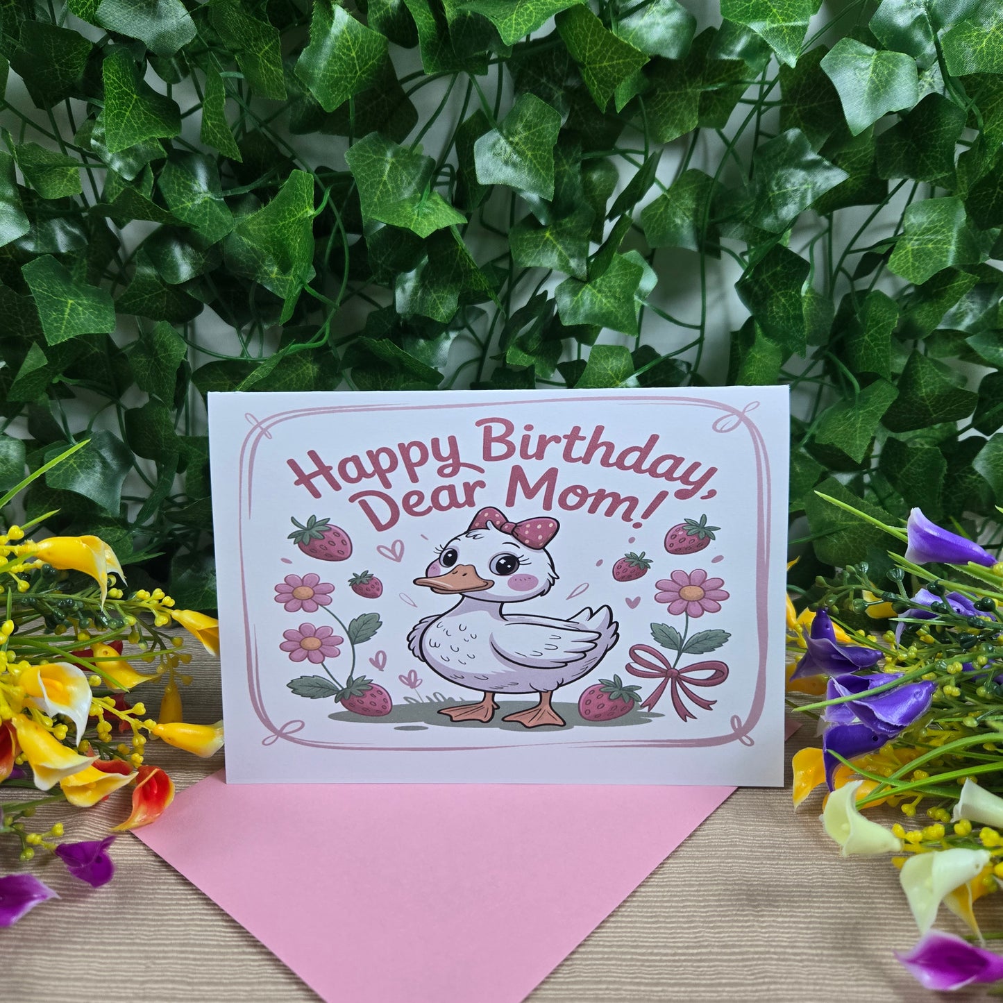 Cute Duck Happy Birthday Mom Card
