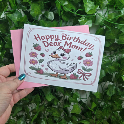 Cute Duck Happy Birthday Mom Card