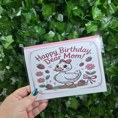 Cute Duck Happy Birthday Mom Card