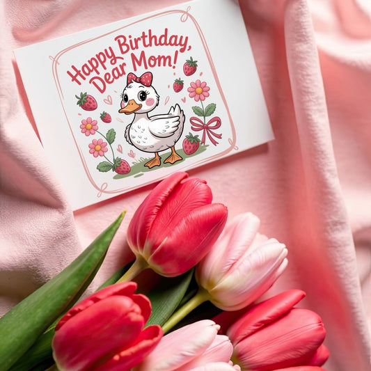 Cute Duck Happy Birthday Mom Card