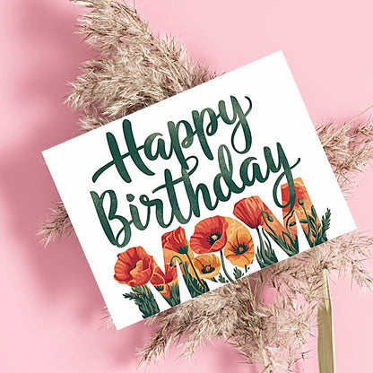 Floral Happy Birthday Mom Card