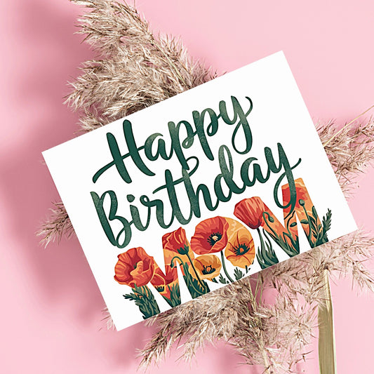 Floral Happy Birthday Mom Card