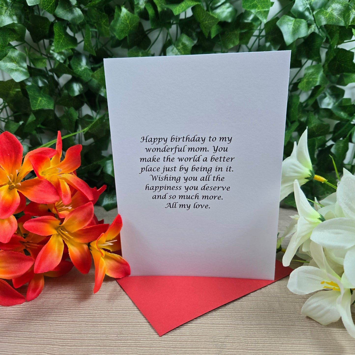 Tulips in Vase Happy Birthday Mom Card