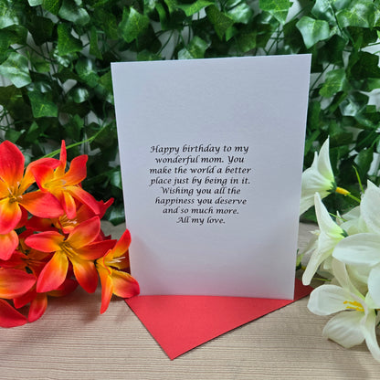 Tulips in Vase Happy Birthday Mom Card
