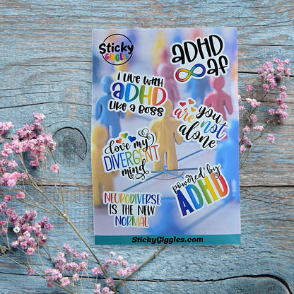 Fun Neurodivergent Sticker Sheet 6 Stickers
