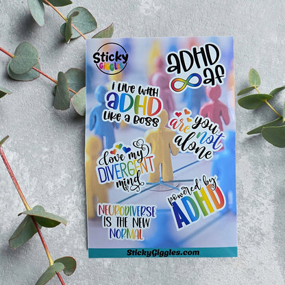 Fun Neurodivergent Sticker Sheet 6 Stickers